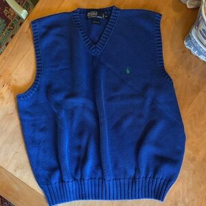 Polo by Ralph Lauren Royal Blue V-Neck Sweater Vest with Green Pony